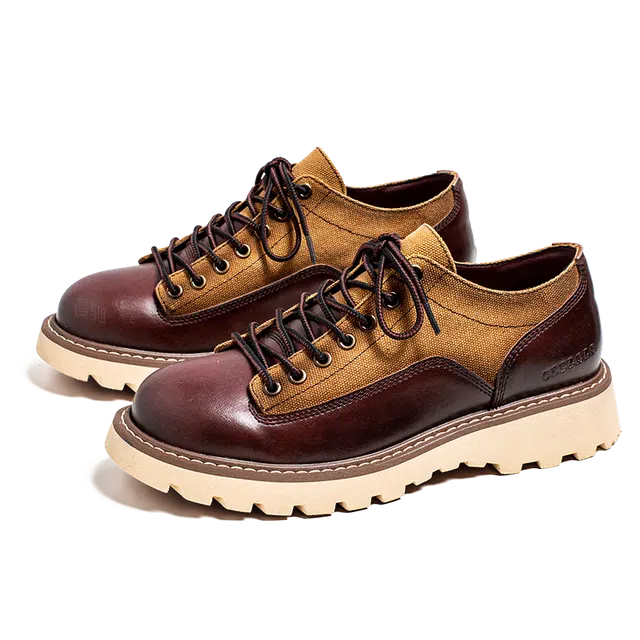 年走索 牛反绒皮 百搭英伦圆头复古美式 休闲鞋 男款