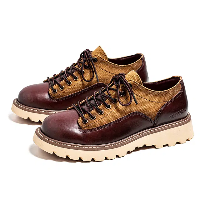 年走索 牛反绒皮 百搭英伦圆头复古美式 休闲鞋 男款