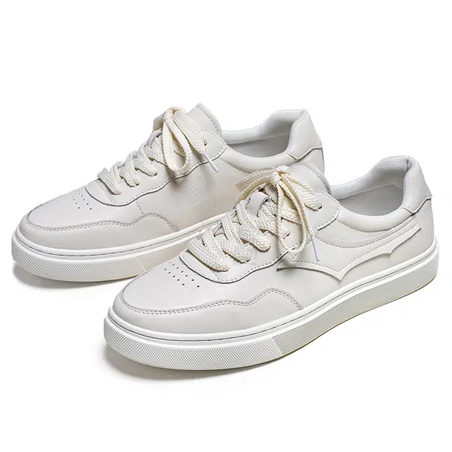 年走索 二层牛皮 潮流平底简约百搭 透气耐磨 低帮 板鞋 男款 白色
