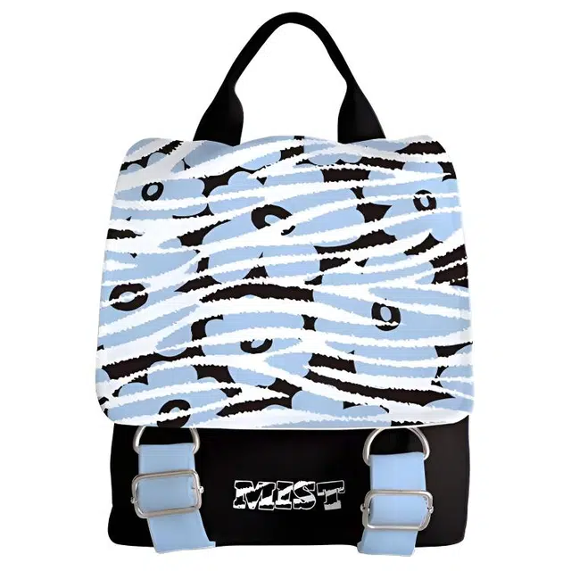 奥松 酷酷雾霭设计感通勤外出 绒面科技布 双肩包 小号 男女同款情侣款 蓝色