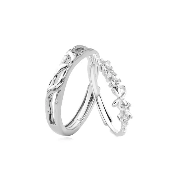 克兰茜 钟爱久久 荆棘女王对戒 小众轻奢不规则纹路设计 简约高级清冷氛围感 日常精致经典百搭可调节开口戒好运 铜 戒指 男女同款情侣款