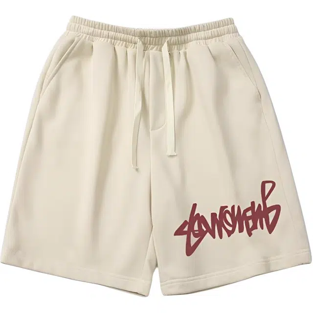 特斯型 字母印花夏季百搭运动裤松紧腰短裤（穿起至膝盖以上）休闲裤 男款