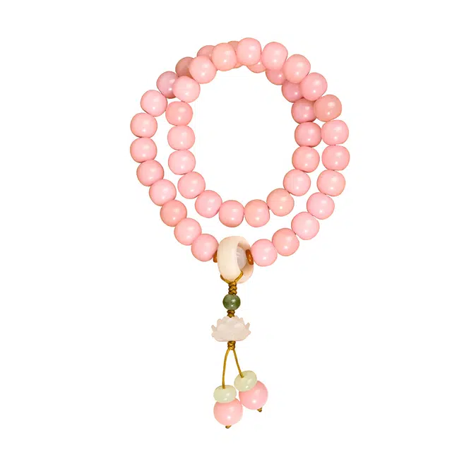 天纵 桃之夭夭 新中式古风小众设计 国风盘玩叠戴文玩佛珠 搭配好运莲花吊坠 步步生莲 纳福平安盘串 菩提子/菩提籽 手串 女款