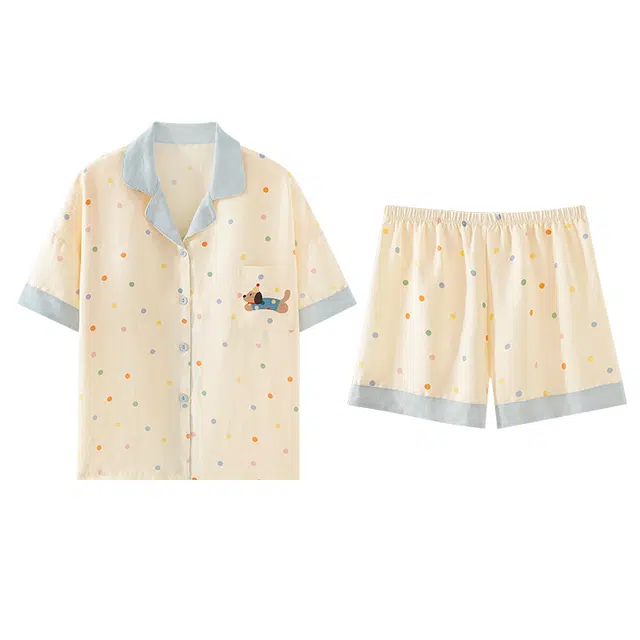 欧诗帛 云朵棉夏季带胸垫女宽松短袖甜美可外穿可爱高颜值家居服睡衣套装 女款