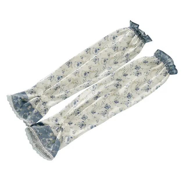 红豆 春夏缎面印花宽松复古遮阳袖套 桑蚕丝 防晒袖 女款