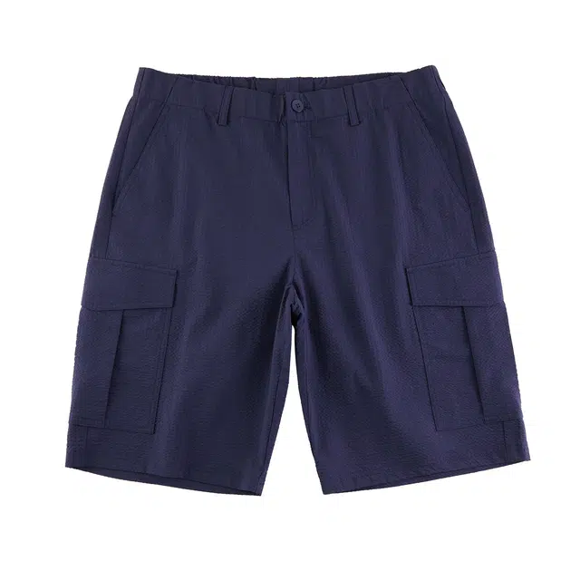 丹宁哲学 轻量泡泡纱弹力面料纯色中腰休闲短裤 男款