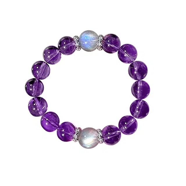 周百福 学业上岸 紫离火能量加持 时来运转磁场梦幻气东来 转运来财气质百搭 小众设计高级感好运 紫水晶 手串 男女同款情侣款