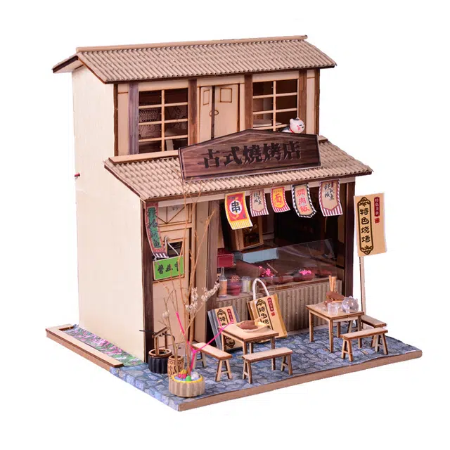 格薇拉 中式复古小屋创意建筑小屋阁楼 拼装模型