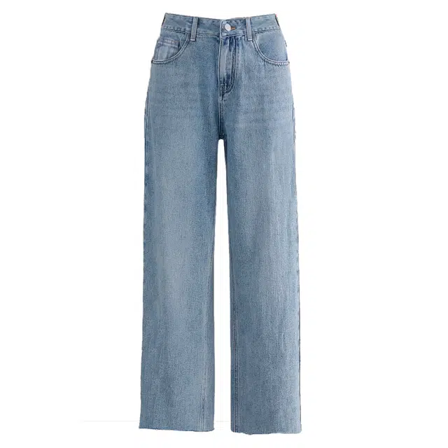 惟熙 薄款高腰垂感直筒裤子牛仔裤 女款