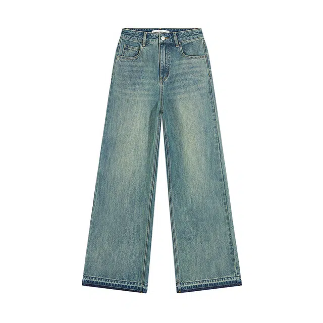 美特斯邦威 宽松脚口渐变舒适阔腿牛仔裤 女款