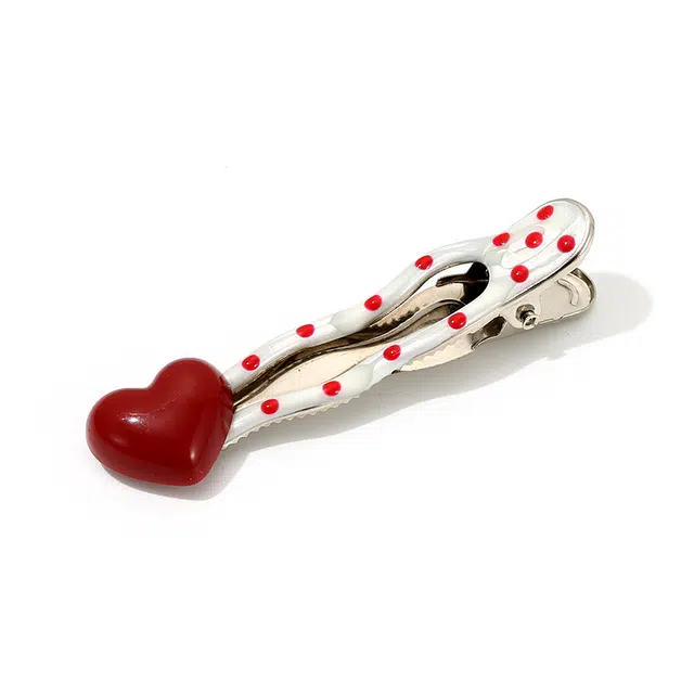 如花梦 焊头上了波点珍珠红色百搭显白 合金 发夹 女款