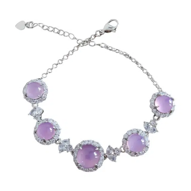 识恩 樱花粉桃花运粉紫爱丽丝多子多福 新中式轻奢高级感国潮复古风＃好运 玉髓 手链 女款