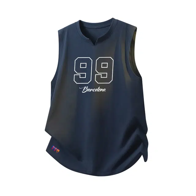 巴塞罗那足球俱乐部 简约运动凉感吸湿速干透气宽松休闲舒适美式复古潮流户外健身跑步通勤百搭无袖背心 男女同款