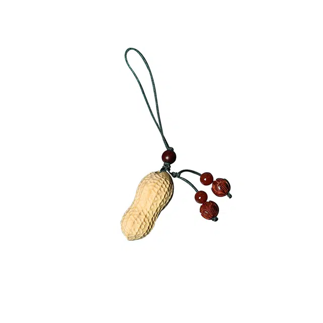 天纵 国潮复古个性创意转运文玩挂饰  好事发生 并蒂莲 小众设计精致玲珑  招财开运包包汽车钥匙扣小挂件 黄杨木 把件 男女同款情侣款