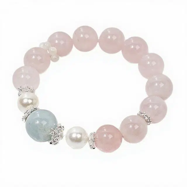 迈奇的礼物 爆款花瓣晨露 招财旺财转运新中式国潮文艺白月光清新甜美复古小众高级气质优雅百搭高颜值爆款 粉水晶 手串 男女同款情侣款