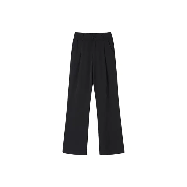 哲源 美式高街薄款褶皱设计基础款夏季宽松百搭复古纯色垂感直筒裤日常穿搭弯刀冰丝微喇休闲裤 男女同款