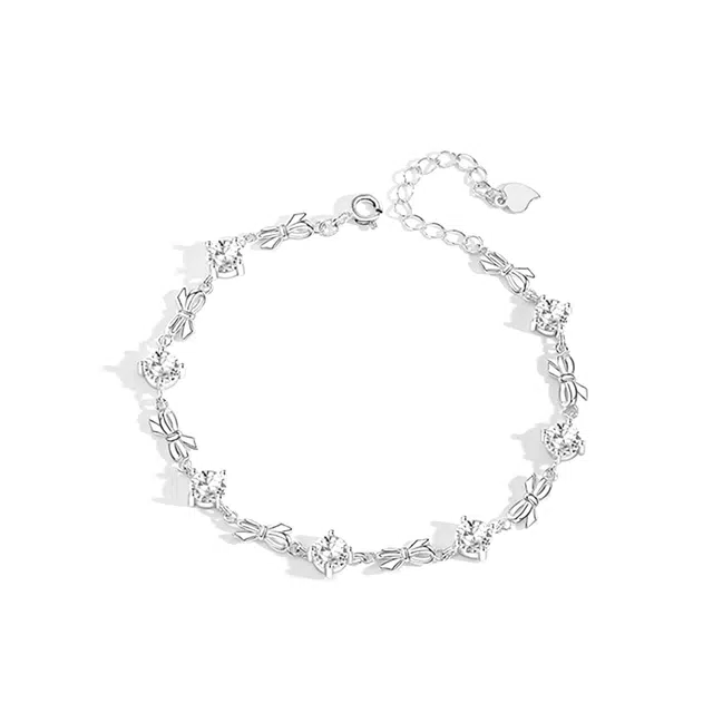 【999足银纯银 恋人之心】 福韵金 六桂福 爱心蝴蝶结轻奢浪漫小众设计在逃公主高级甜美温柔精致气质百搭日常通勤百搭#好运 银 手链 女款