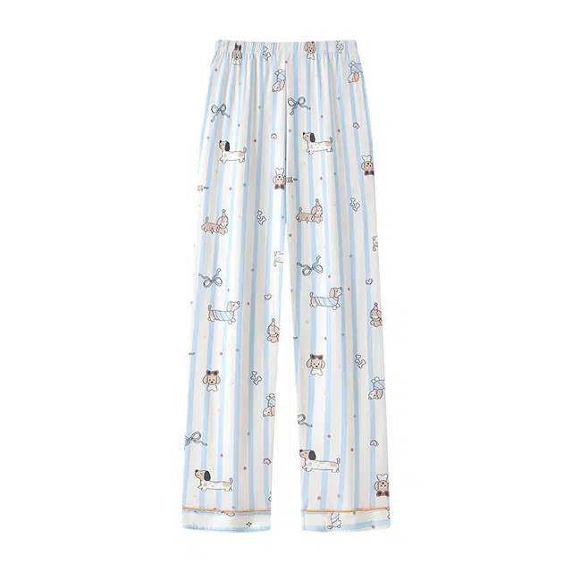 宫蝶 腊肠狗纯棉休闲家居服长裤可外穿宽松阔腿睡裤 女款