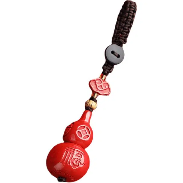 聆听花开 国潮风 福牌葫芦太极祥云 招财好运福禄高含量红色精致高级感包包挂件 小众不撞款 朱砂 钥匙扣 男女同款情侣款