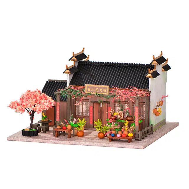 格薇拉 中国风小屋春江花月夜别墅 拼装模型