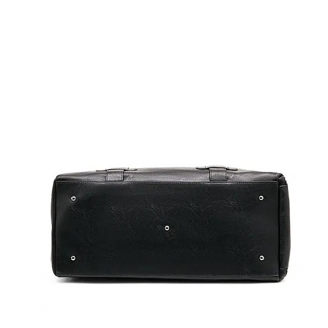 老人头 潮流纯色大容量短途通勤 合成革 旅行包 男款 黑色