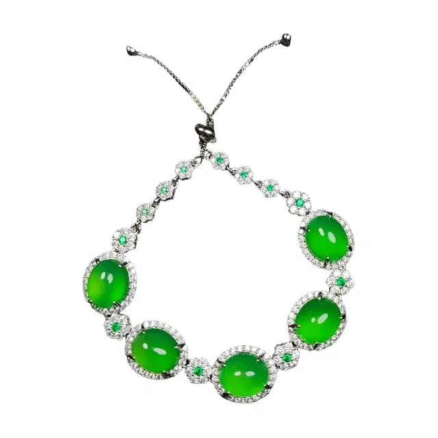 识恩 薄荷冰绿鸽子蛋豪华 新中式轻奢高级感国潮复古风＃好运 精致简约时尚气质优雅温婉小众设计 玉髓 手链 男款