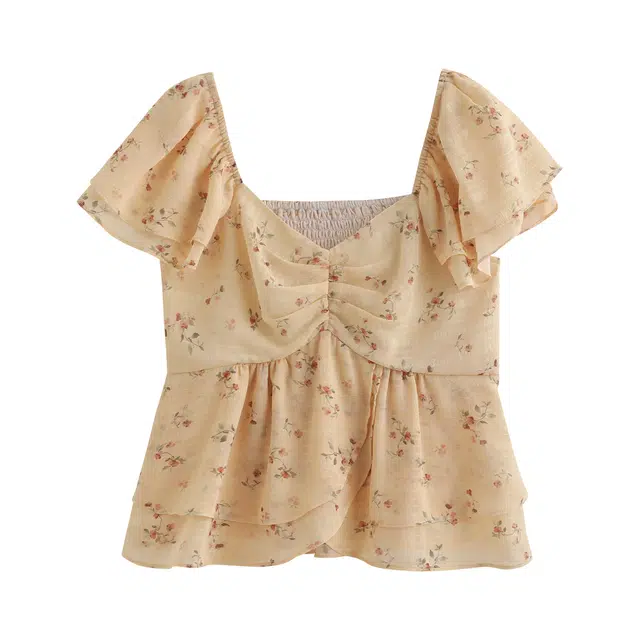 花栗鼠小姐 【瑰色蔷薇】夏日浪漫感小衫 是日常也需要的俏皮甜美感~衬衫 女款