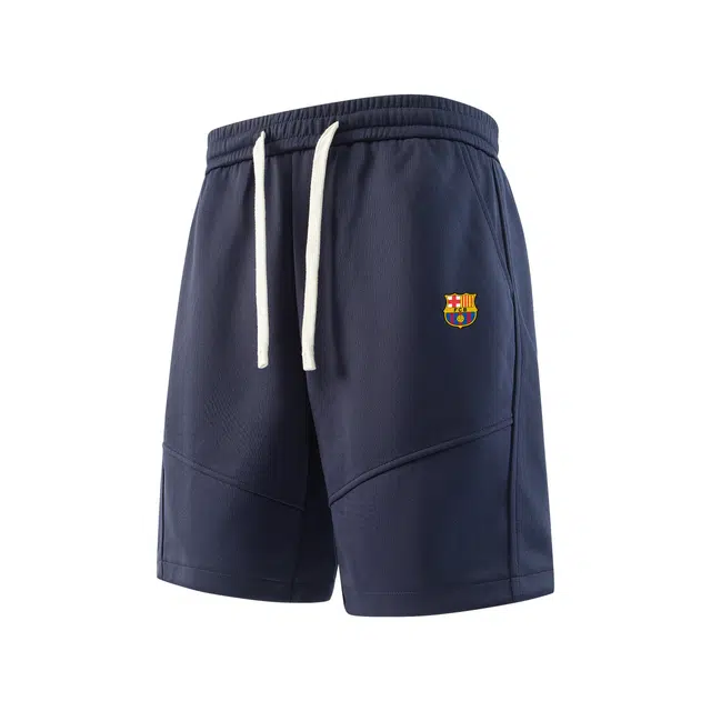 巴塞罗那足球俱乐部 重磅美式高街纯色宽松直筒阔腿街头户外运动系带轻薄透气凉感夏季无性别主义日常通勤百搭休闲短裤 男女同款