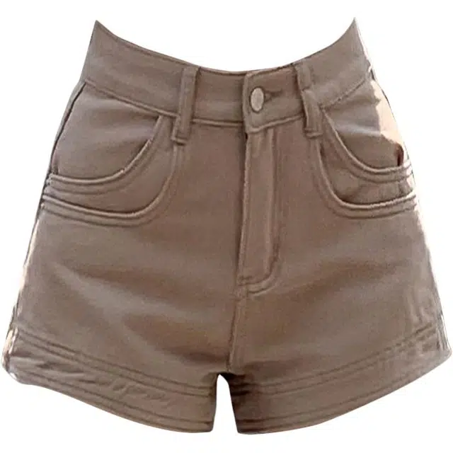 拾籍 复古做旧时尚高腰设计夏季街头简约舒适百搭休闲显瘦热裤牛仔短裤 女款