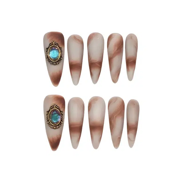 凡泽 美拉德  穿戴甲 尖型琥珀色晕染 磨砂