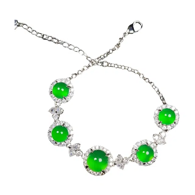 识恩 薄荷冰爱丽丝多子多福 新中式轻奢高级感国潮复古风＃好运 精致简约时尚气质优雅温婉小众设计 玉髓 手链 女款