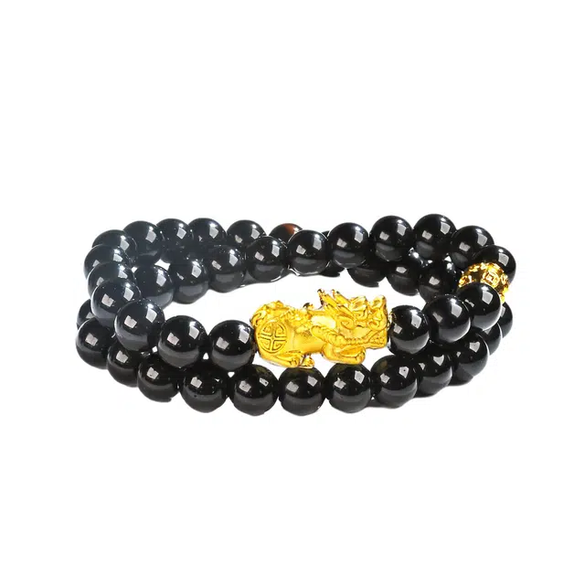 嫒柯 国潮新中式轻奢高级本命招财貔貅招财纳福事事顺心文玩盘玩佛珠念珠复古风文艺风#好运 黑檀 手串 男女同款情侣款