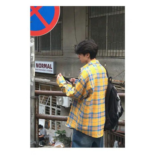 颂希尔 格子衬衣美式复古薄款宽松休闲开衫上衣外套长袖衬衫 男女同款