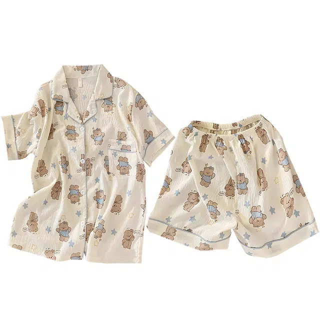 俏韵 云朵棉套头短袖可爱甜美家居服可外穿睡衣套装 女款