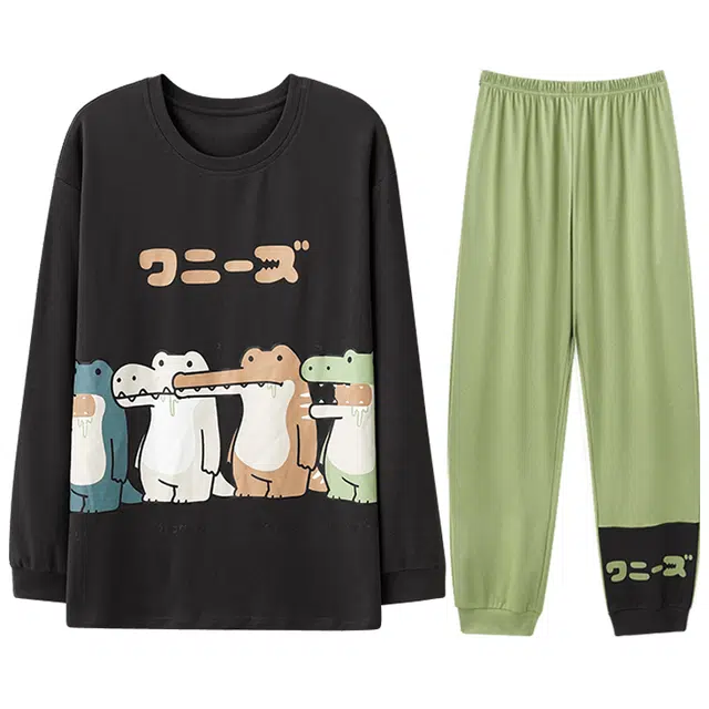 向薇 纯棉男春夏秋季长袖男士男生家居服睡衣套装 男款