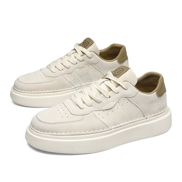 袋鼠头 牛皮二层牛皮超纤皮 厚底增高  潮流运动休闲 耐磨 低帮 板鞋 男款