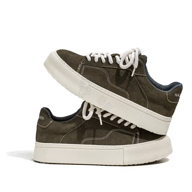 年走索 牛反绒皮 休闲百搭厚底时尚 耐磨 低帮 板鞋 男款