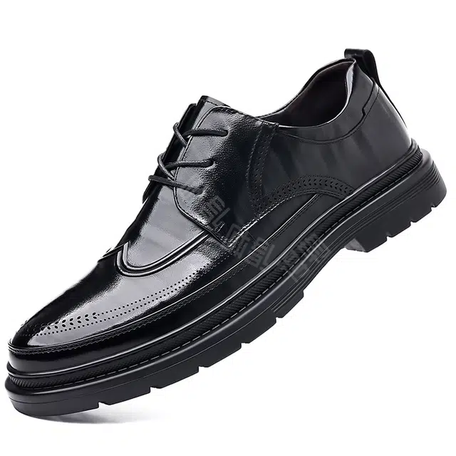 健休 二层牛皮 休闲简约 正装皮鞋 男款 黑色