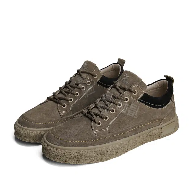 袋鼠头 猪皮 防滑鞋底有效提升稳定性 耐磨 低帮 板鞋 男女同款 褐色