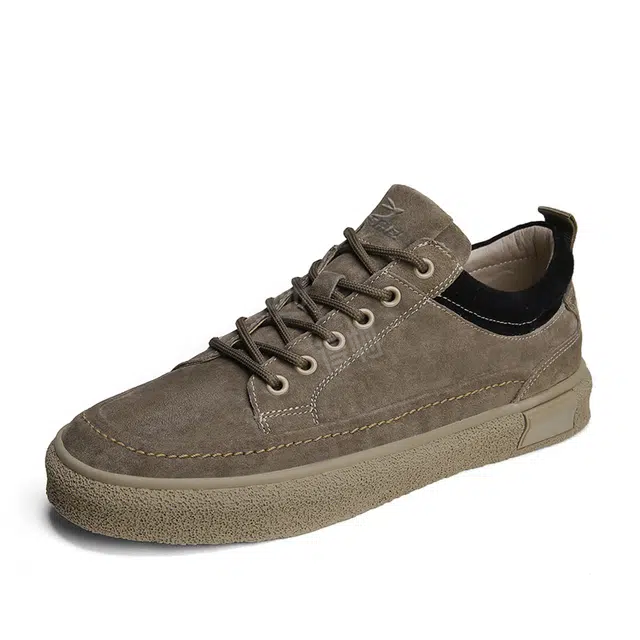 袋鼠头 猪皮 防滑鞋底有效提升稳定性 耐磨 低帮 板鞋 男女同款 褐色