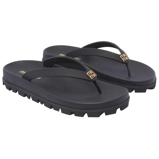 Miu Miu Platform Thong Sandals Black