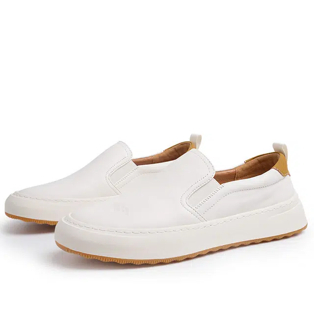 罗蒙 牛皮革 时尚舒适 简约百搭 休闲鞋 男款 白色
