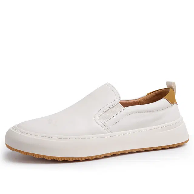 罗蒙 牛皮革 时尚舒适 简约百搭 休闲鞋 男款 白色