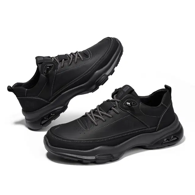 圣大骑士 头层牛皮 轻便 舒适透气 休闲鞋 男款 黑色