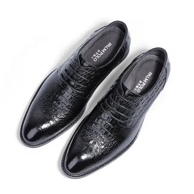 圣大骑士 牛皮革 尖头舒适百搭通勤潮流 正装皮鞋 男款 黑色