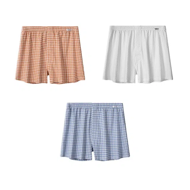 对你的私语 男士阿罗裤夏季冰丝柔软亲肤宽松家居裤运动透气纯棉舒适平角短裤 男款 组合装