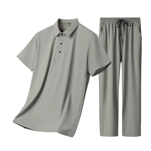 老爷车 冰丝夏季凉感防晒短袖长裤休闲运动套装 男款