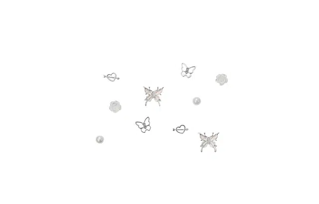 迎百宝 梦幻甜粉蝴蝶 韩系氛围感轻奢时尚精致优雅蝴蝶玫瑰一周不重样 合金 耳钉 男女同款情侣款