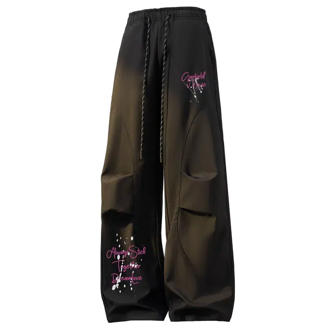 加菲猫家族 美式高街痞帅垂感小众设计感复古宽松直筒潮流休闲裤 男女同款