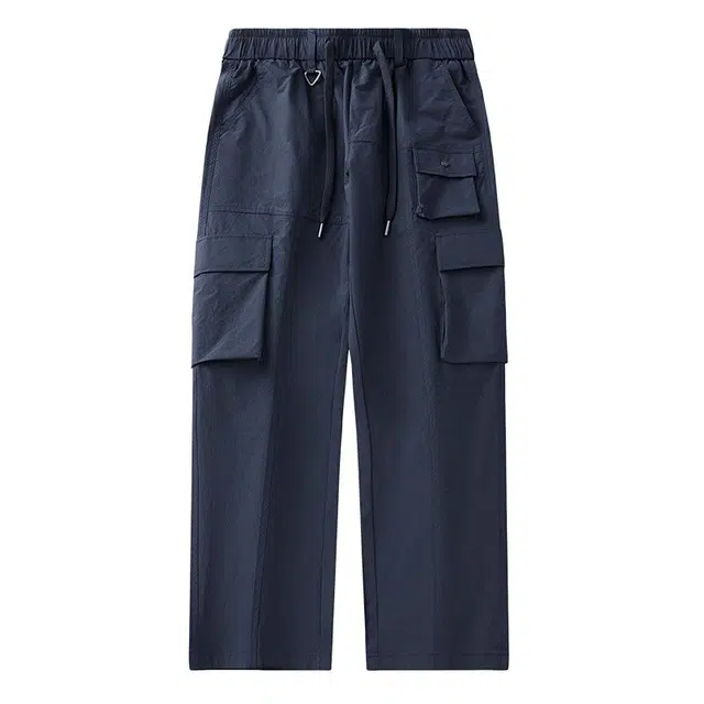 爱肯 潮流日系中性风速干山系户外通勤百搭宽松直筒学生基础款休闲长裤个性多口袋工装裤 男女同款